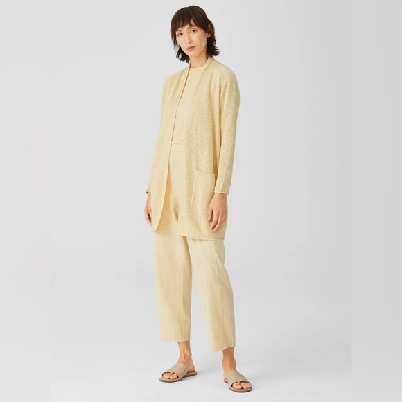 Eileen Fisher Organic Cotton Linen Slub Long Cardigan - Picture 4 of 9